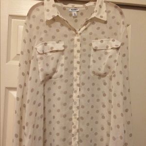 Old Navy XL Sheer Polka Dot Blouse